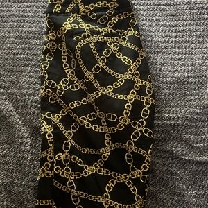 MICHAEL Michael Kors Black and Gold Chain Pencil Skirt